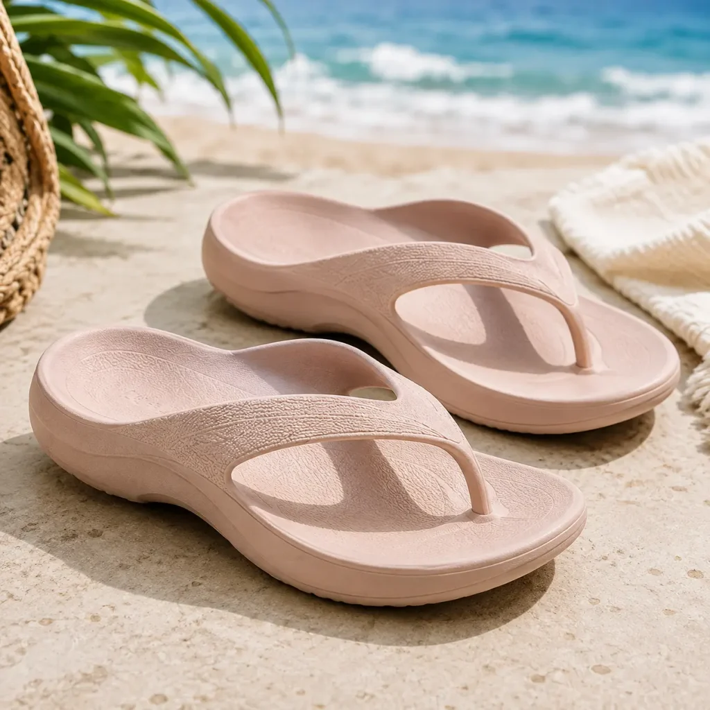 Women’s Archies classic arch support flip flops in a soft pink color
