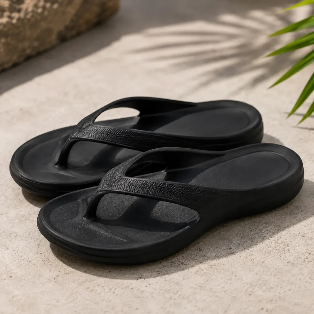 Black Archies classic arch support flip flops for everyday wear