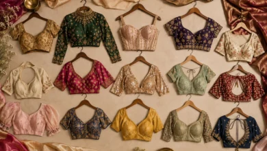 Stylish blouse designs for women featuring classic, modern, embroidered, and structured blouse styles