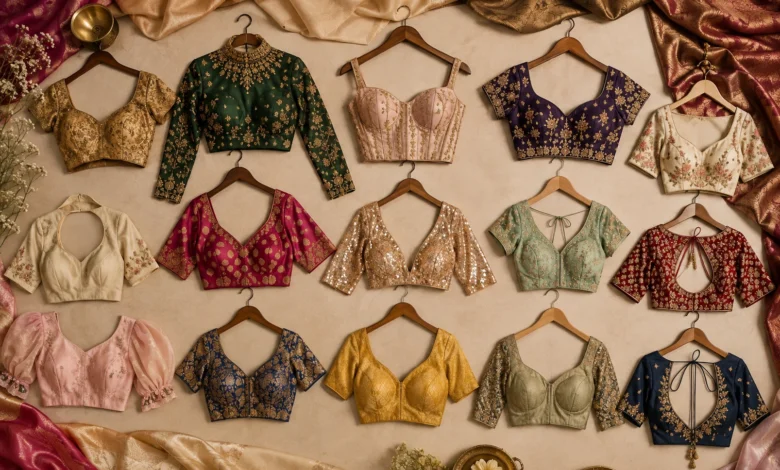 Stylish blouse designs for women featuring classic, modern, embroidered, and structured blouse styles
