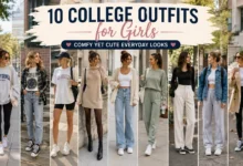 Young women wearing 10 cute and comfortable college outfits for everyday campus style