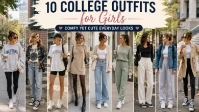 Young women wearing 10 cute and comfortable college outfits for everyday campus style