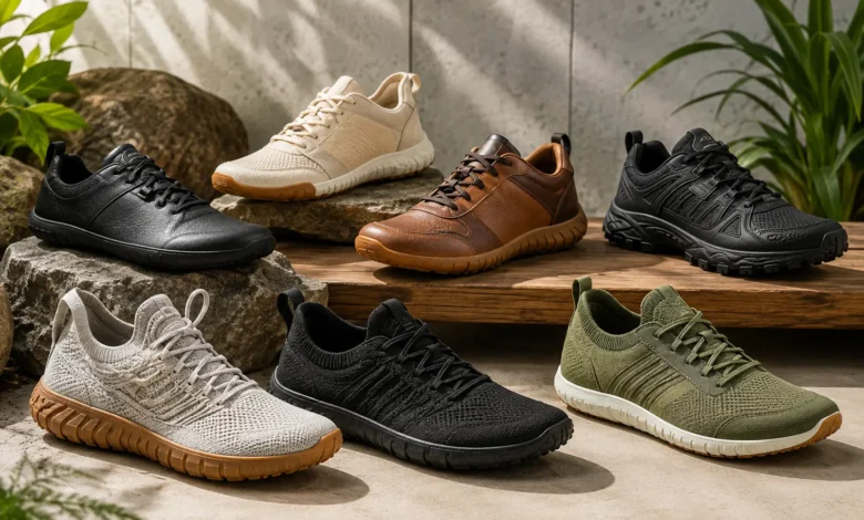 Seven Flux Footwear minimalist sneakers in different styles for running, training, trail, and everyday wear