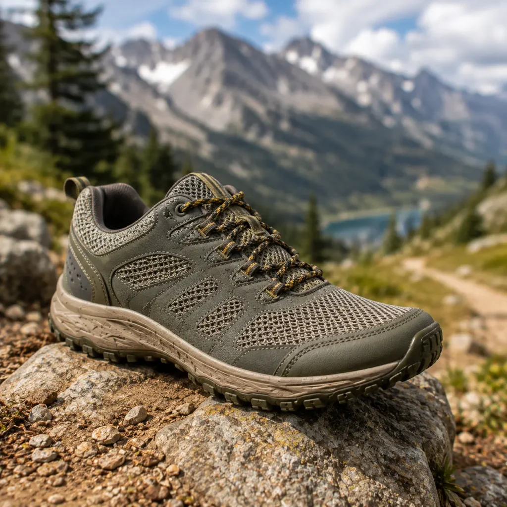 HIKE Outdoor Pro all-around walking and hiking shoe on a mountain trail