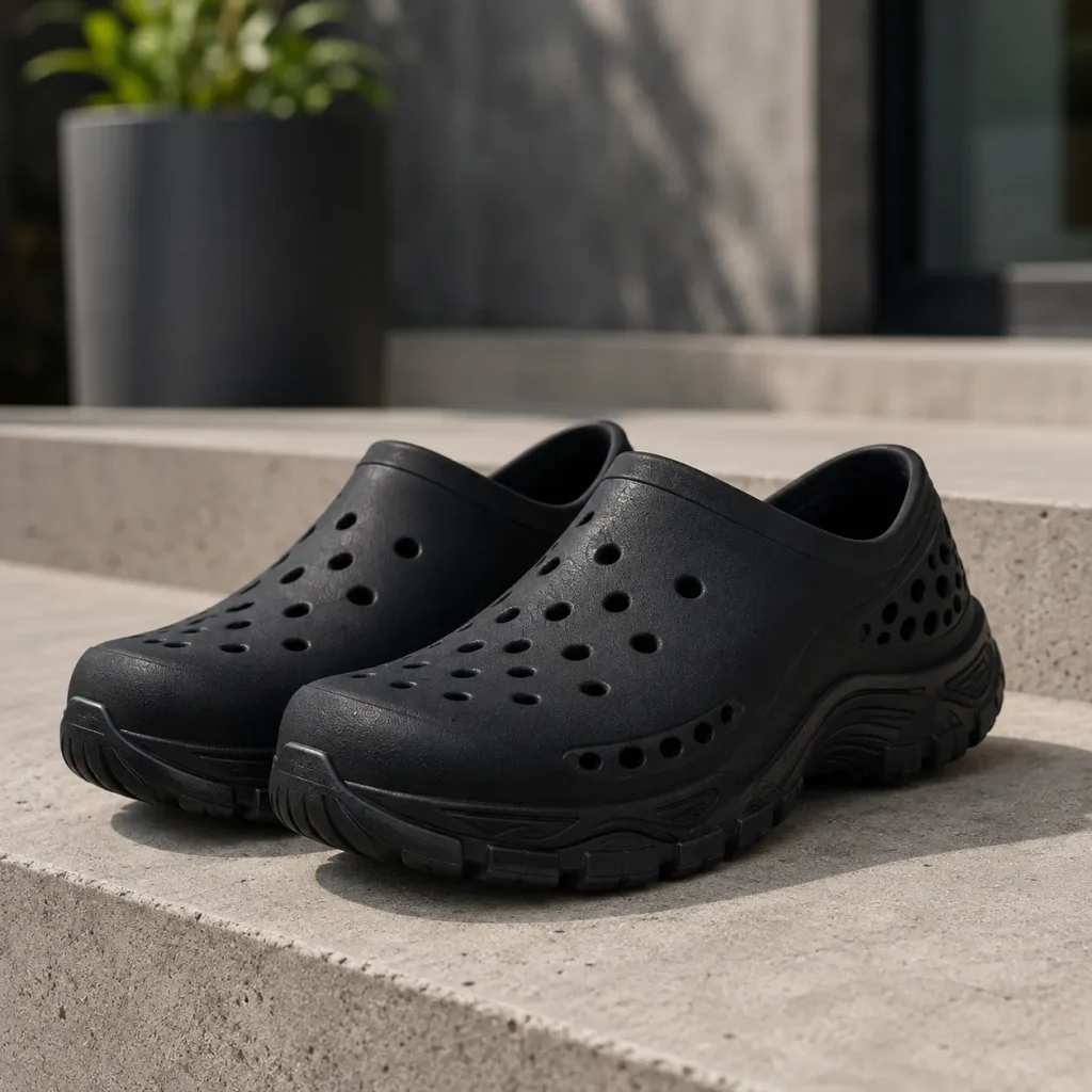 Kane Revive Blackout Pack black recovery shoes with perforated uppers