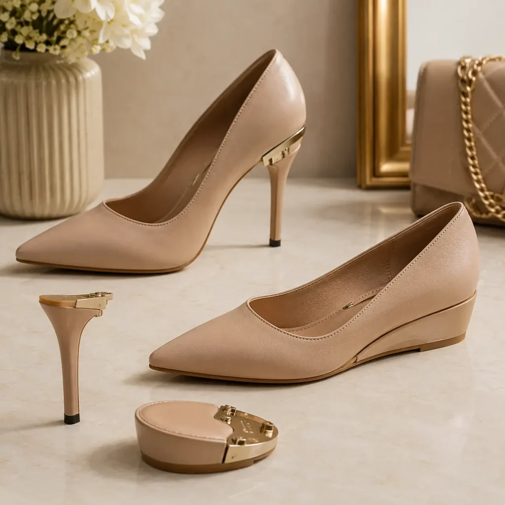 Pashion Footwear convertible high heel with detachable stiletto and flat heel