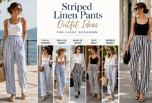 Striped linen pants outfit ideas for women in stylish summer looks