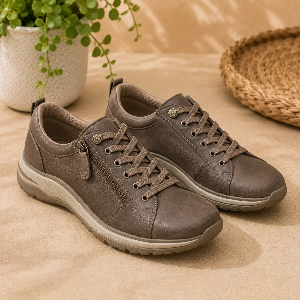 Taos Advance brown casual travel shoes for women with cushioned supportive soles
