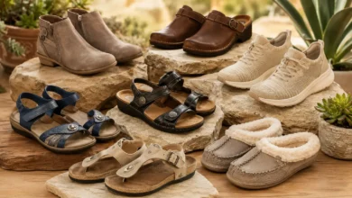 Taos footwear collection featuring comfortable women’s sneakers, sandals, boots, and slippers