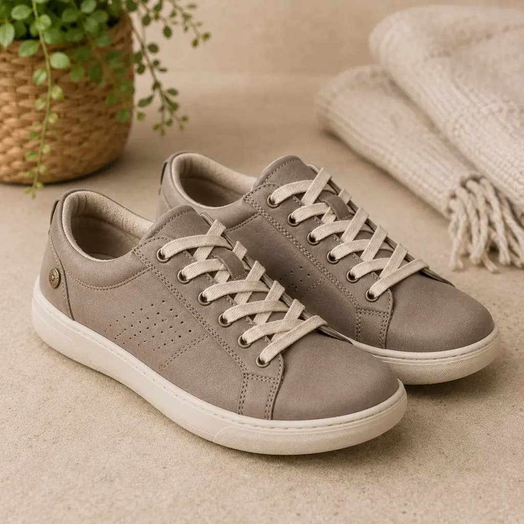 Taos Z Soul taupe casual sneakers for women with cushioned soles and everyday comfort