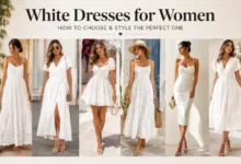 White dresses for women in different styles and silhouettes