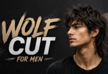 Wolf cut for men with textured layered hairstyle and modern edgy look