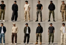 Cargo pants for men in a modern urban streetwear setting