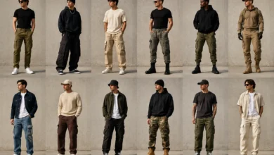 Cargo pants for men in a modern urban streetwear setting
