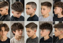 Modern boys haircuts featuring fade, textured crop, quiff, mullet, and other stylish short hairstyles