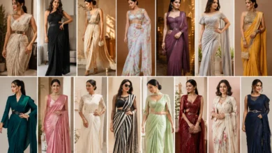 Modern saree fashion trends for women featuring stylish contemporary saree designs