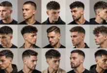 Stylish men's short haircuts including textured crops, fades, and modern classic hairstyles