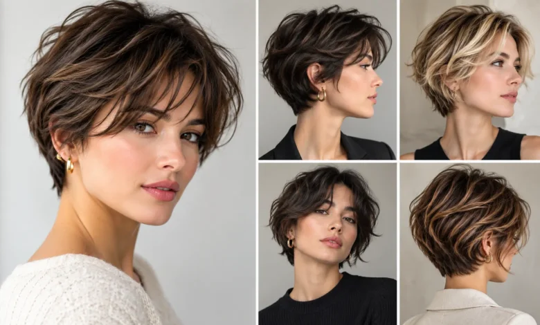 Bixie haircuts inspiration featuring a variety of textured and layered short hairstyles