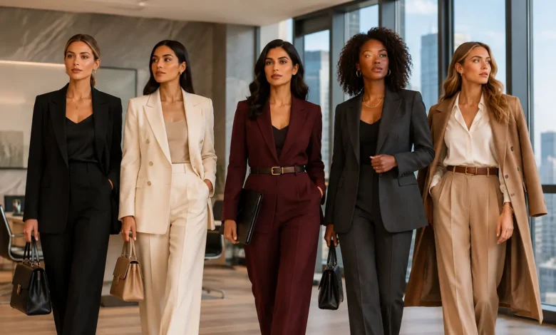 Boss lady outfits featuring confident women in tailored power dressing looks for modern professional style