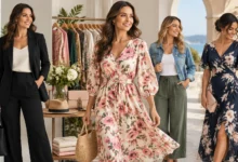 Caroline Morgan women's fashion collection featuring elegant floral dresses, stylish workwear, knitwear and versatile outfits for modern women