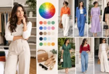 Color combination outfit ideas featuring stylish coordinated fashion looks in complementary and neutral colors