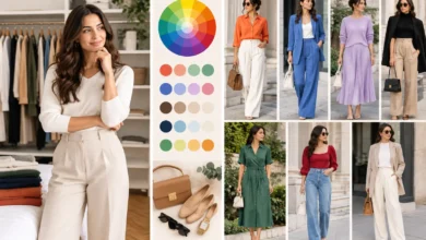 Color combination outfit ideas featuring stylish coordinated fashion looks in complementary and neutral colors