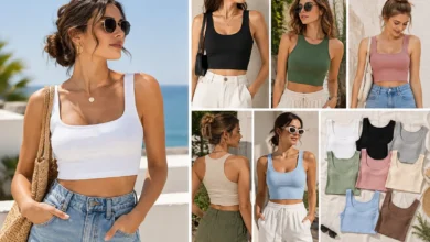 11 crop tank top styles for summer featuring different necklines, straps, colors, and designs.