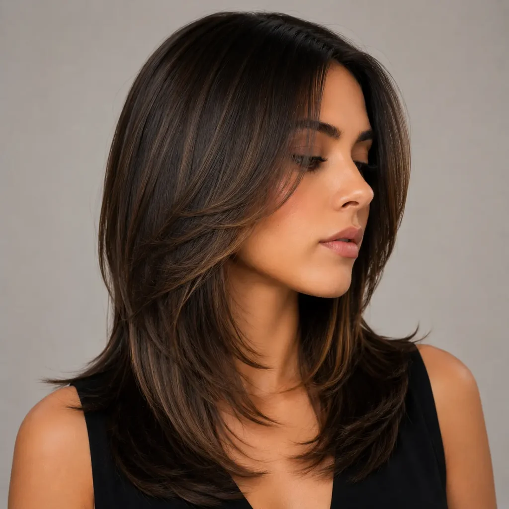 Face-contouring precision layers starting at the cheekbones for a polished shape