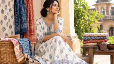 Indian cotton dresses featuring traditional handloom and block print textile craftsmanship