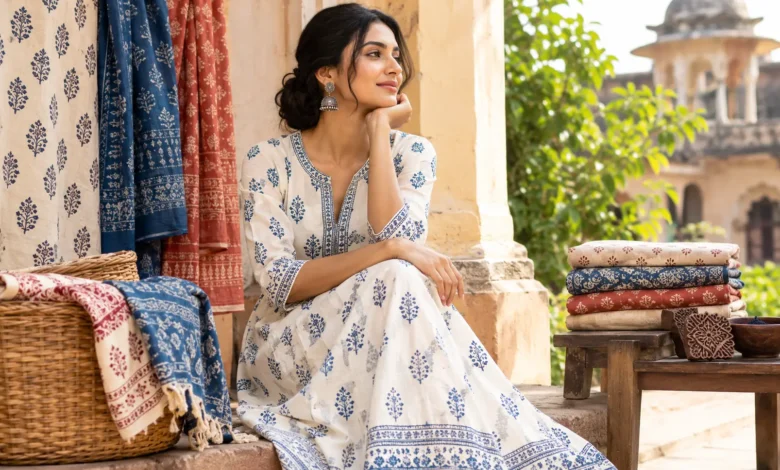 indian cotton dresses 9 That Radiate Understated Elegance Elegant Block print Ankle/Floor Color:Camouflage Blue vintage peach chiffon dress Natural Calico Cream Wedding