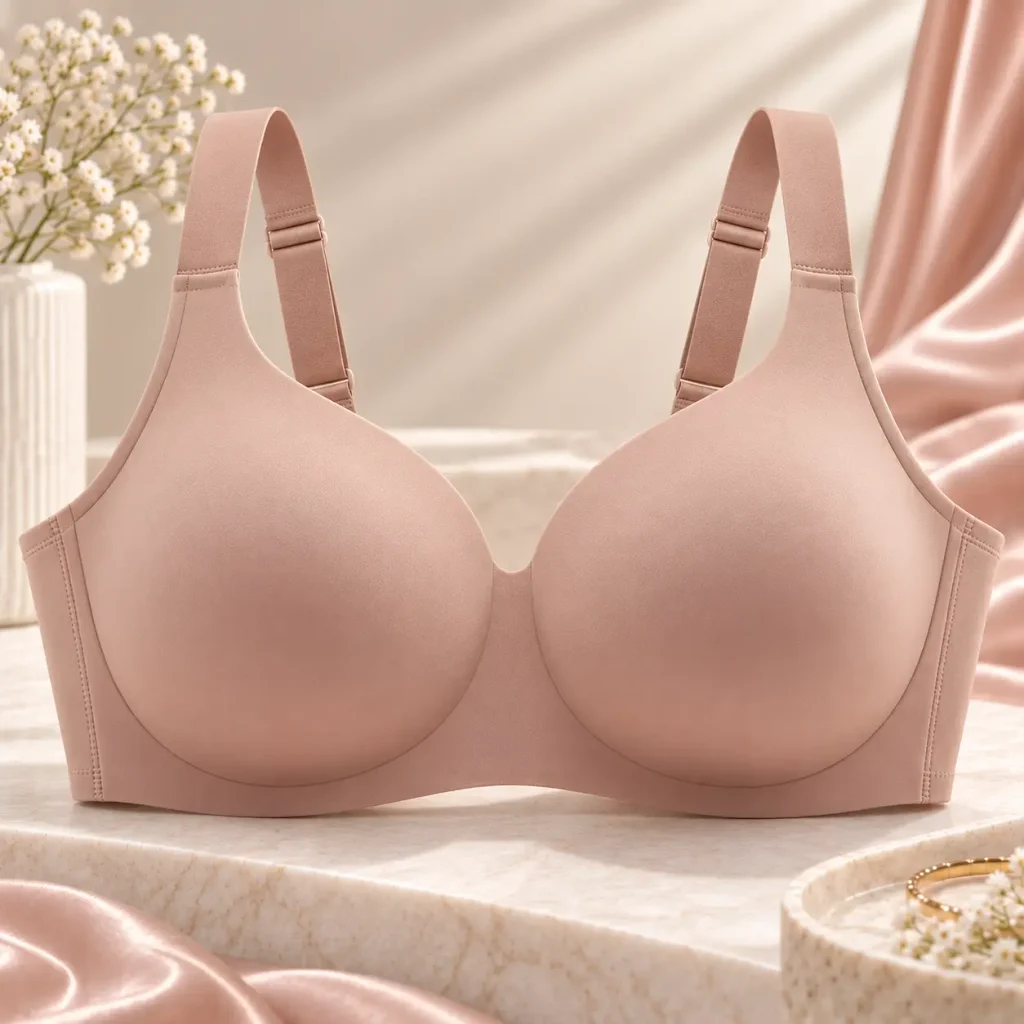 Soft microfiber seamless bra in blush nude with smooth cups
