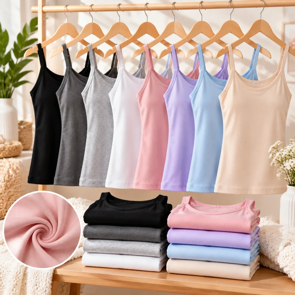 Multipack everyday cami set for girls with assorted colors for school and daily wear