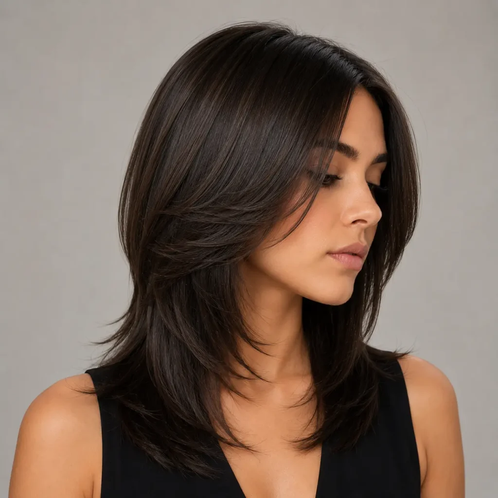 Precision layered haircut with evenly measured layers and defined movement