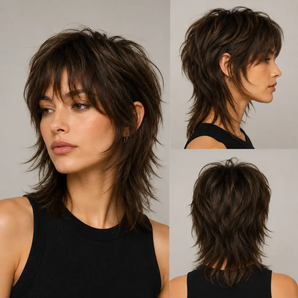 Modern precision shag haircut with controlled layers, volume, and structured texture