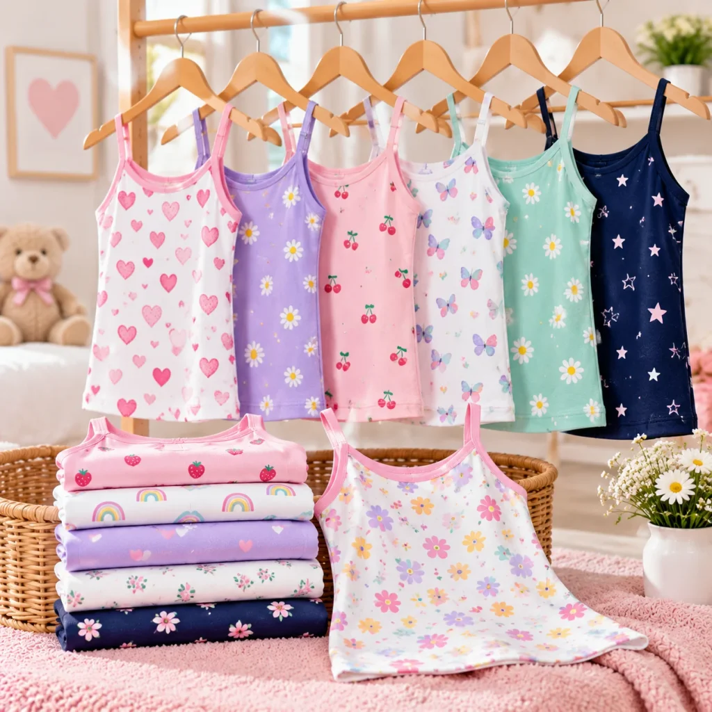 Printed fun cami for girls with colorful patterns and lightweight summer-friendly fabric