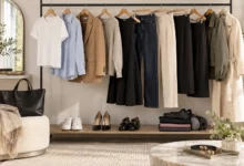 Types of Clothes every wardrobe needs, featuring timeless fashion essentials like shirts, blazers, jeans, trousers, dresses, and jackets