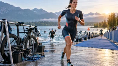 Women's tri suits for swimming, cycling and running in a triathlon