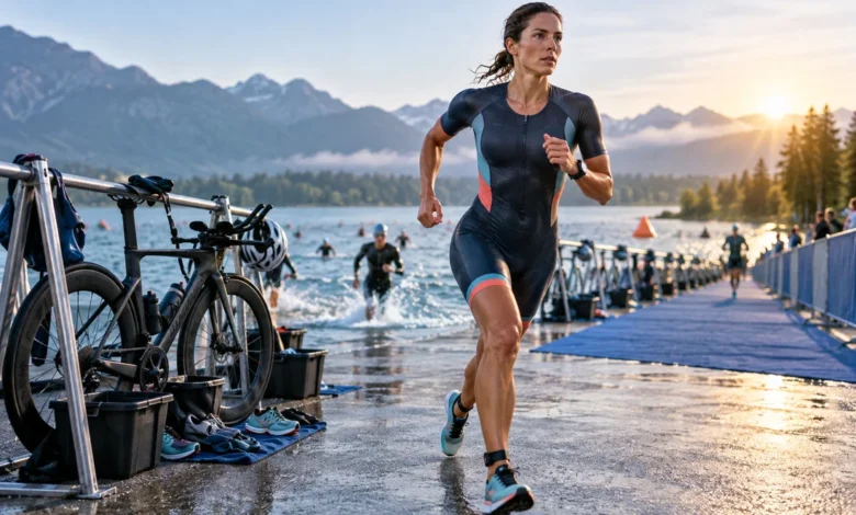 Women's tri suits for swimming, cycling and running in a triathlon