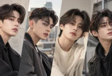 Korean comma hair styles for men featuring modern fringe haircut variations