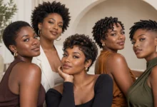 Short hairstyles for Black women featuring natural TWA, afro, pixie, bob, and curly styles
