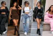 Five baddie style outfits featuring streetwear, crop tops, jeans, matching sets, and glam looks