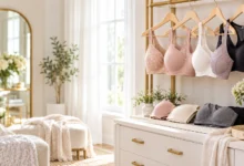 Best bras for sagging breasts displayed in an elegant dressing room