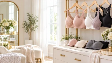 Best bras for sagging breasts displayed in an elegant dressing room