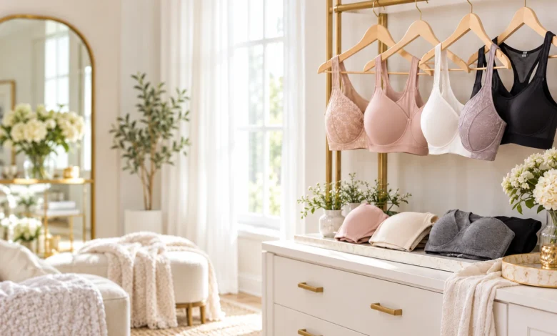 Best bras for sagging breasts displayed in an elegant dressing room