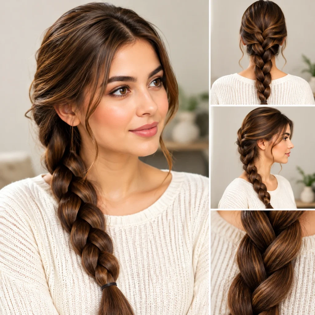 Classic three-strand braid hairstyle with neatly woven hair