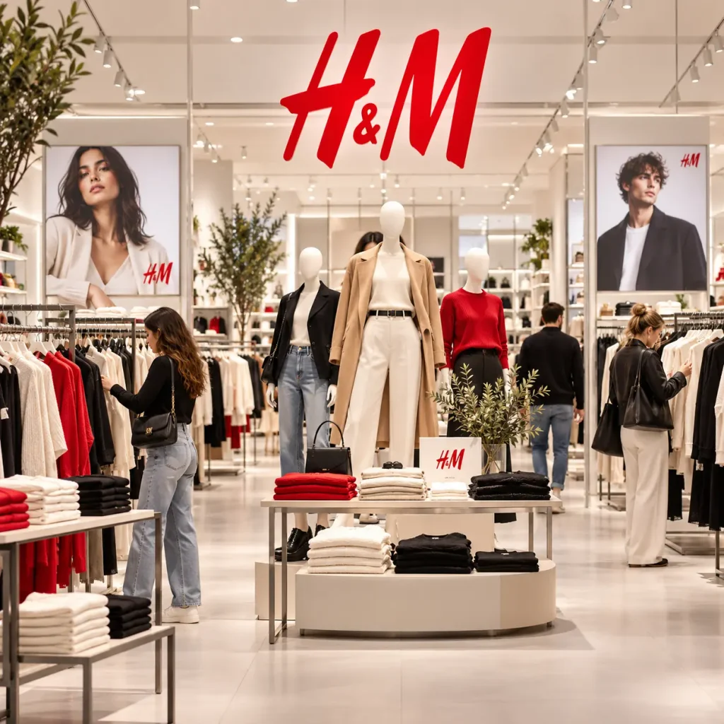 H&M fashion store displaying trendy clothes and seasonal outfits