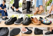 Five trendy Klogs footwear styles, including classic leather, sporty athletic, slip-resistant, platform, and colorful printed clogs.