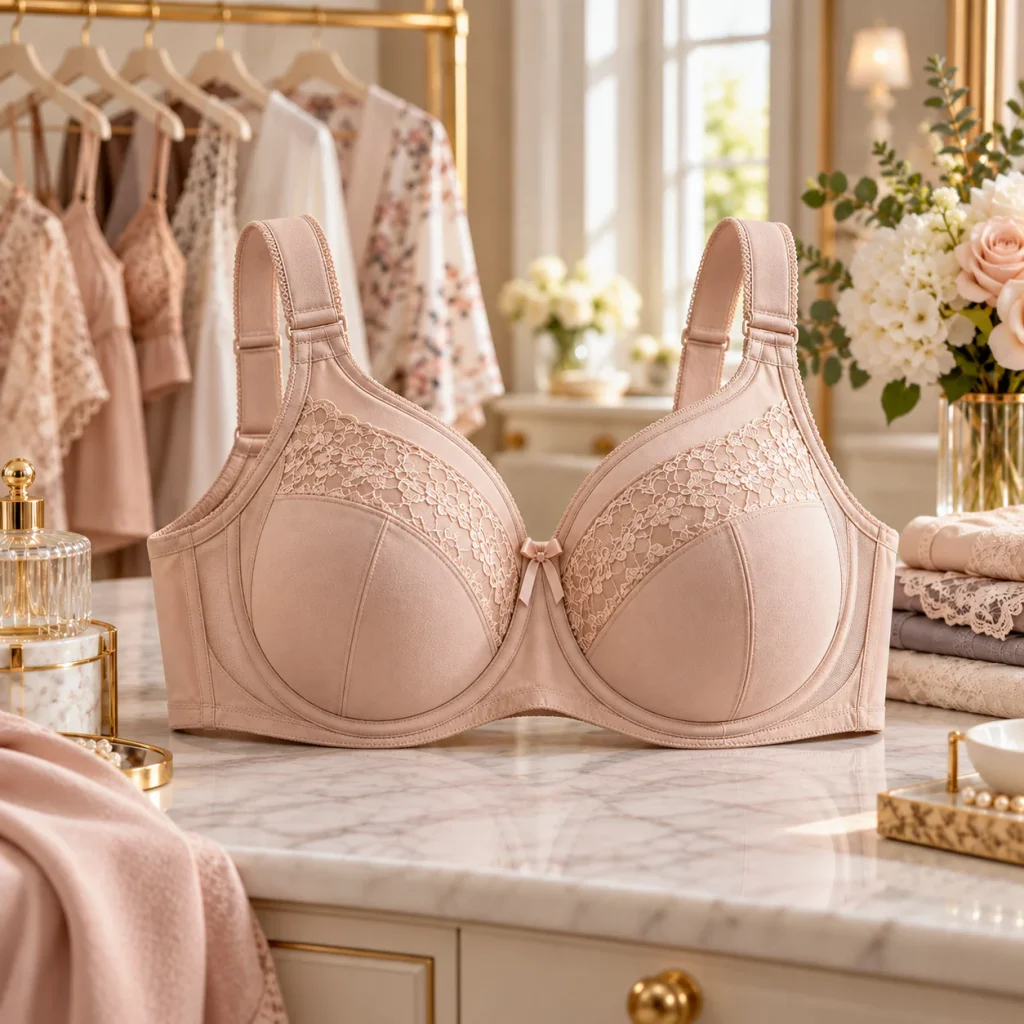 Blush side-support bra with structured cups for extra shaping and support