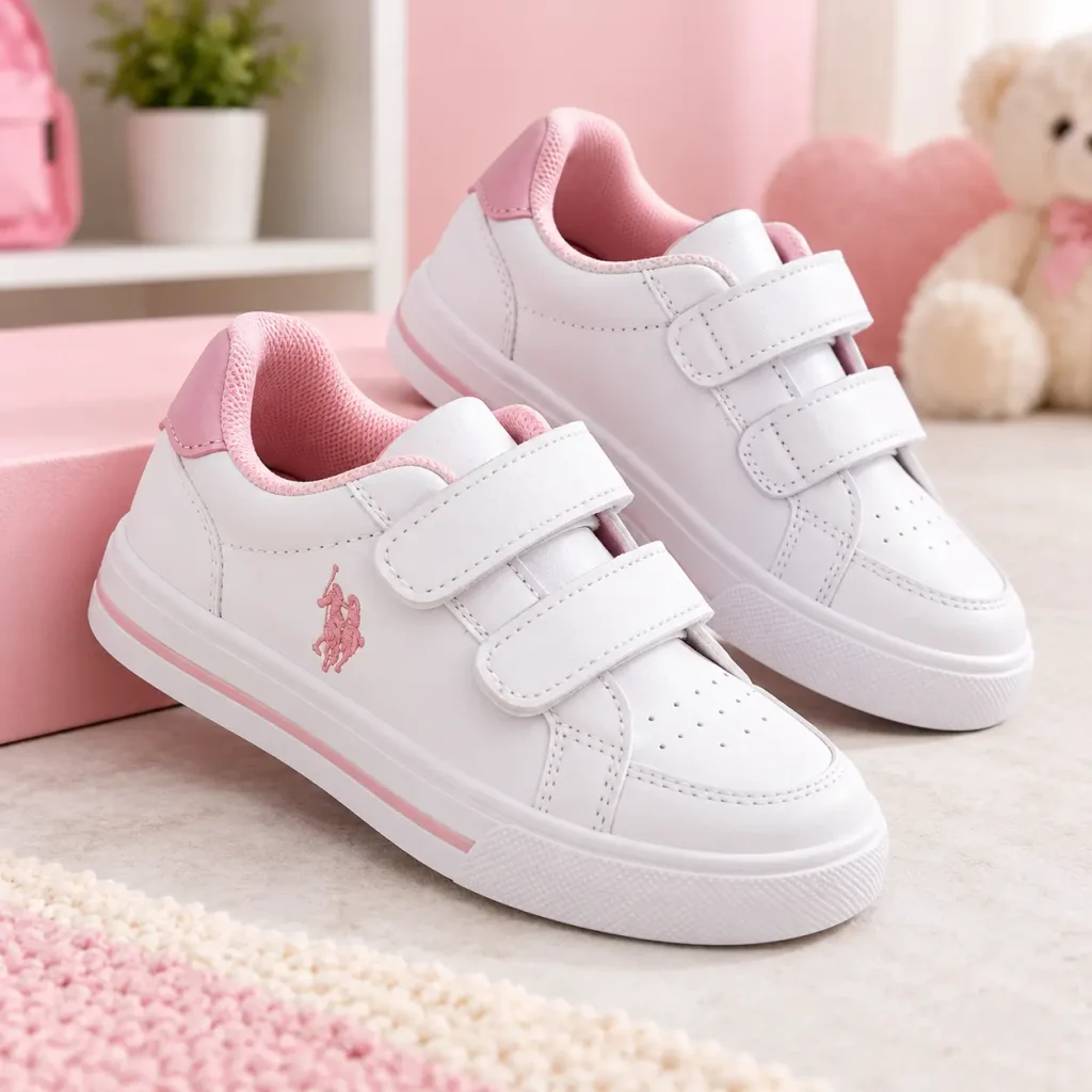 White girls sneakers with Velcro straps